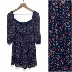 Trixxi Navy Floral Babydoll Dress -Size Large